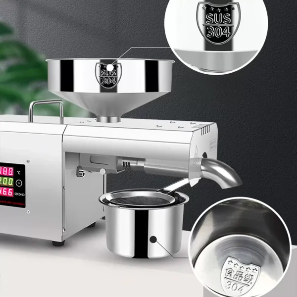 750W automatische oliemachine - Voor kokosnoot, raapzaad, sesam, pinda, kokosnoot - 50-250 °C