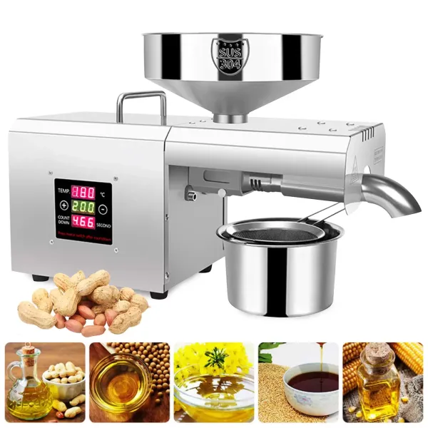 750W automatische oliemachine - Voor kokosnoot, raapzaad, sesam, pinda, kokosnoot - 50-250 °C