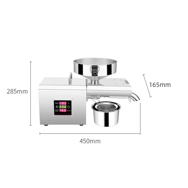 750W automatische oliemachine - Voor kokosnoot, raapzaad, sesam, pinda, kokosnoot - 50-250 °C