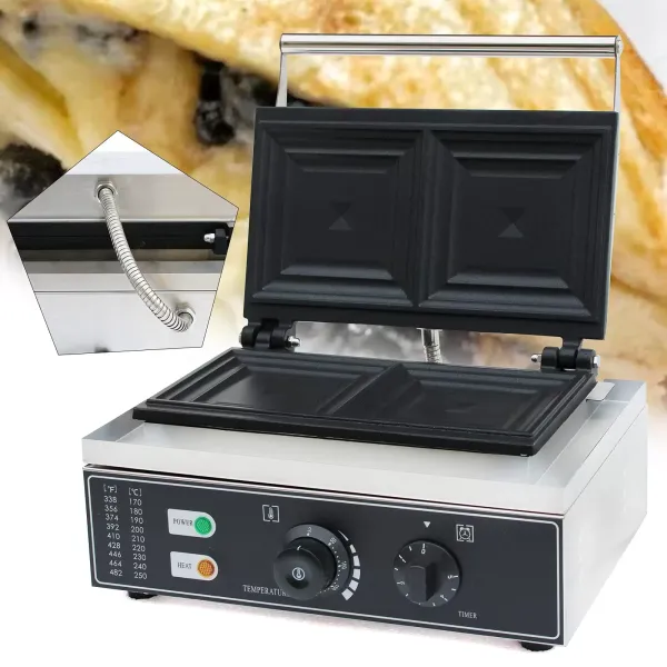 Commerciële tosti-ijzer - voor wafels, snacks, noten, elektrische grill - 1500 W - 50 ~ 300 °C