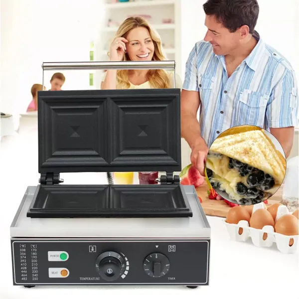Commerciële tosti-ijzer - voor wafels, snacks, noten, elektrische grill - 1500 W - 50 ~ 300 °C Commerciële tosti-ijzer - voor wafels, snacks, noten, elektrische grill - 1500 W - 50 ~ 300 °C