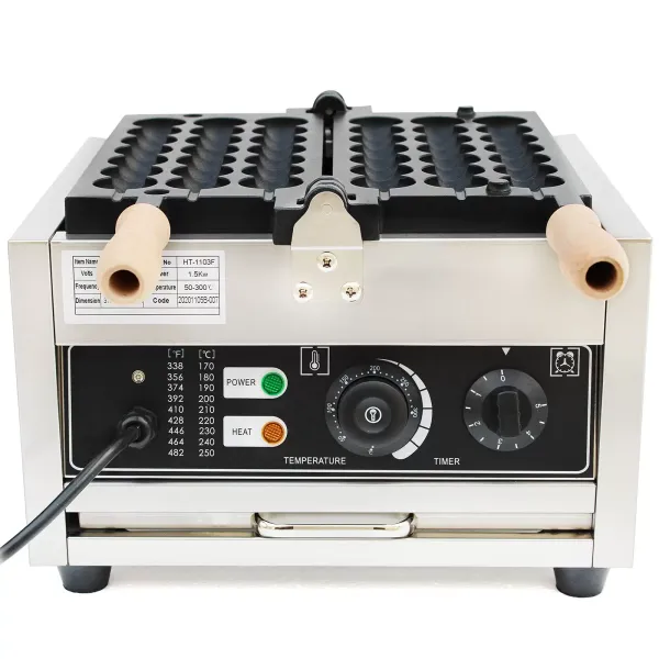 Commercieel bellenwafelijzer - 1500 W - voor 21 minikeukens - antiaanbakplaten - instelbare temperatuur met timer