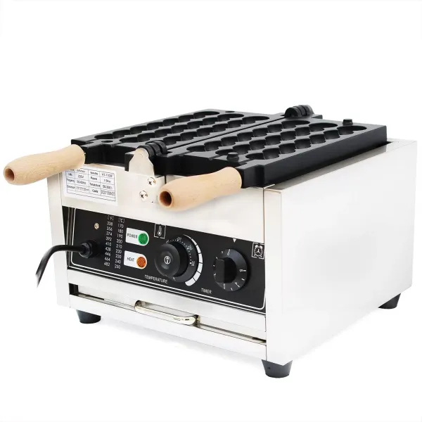 Commercieel bellenwafelijzer - 1500 W - voor 21 minikeukens - antiaanbakplaten - instelbare temperatuur met timer Commercieel bellenwafelijzer - 1500 W - voor 21 minikeukens - antiaanbakplaten - instelbare temperatuur met timer