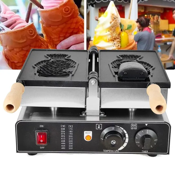 Wafelpan met antiaanbaklaag en visvorm aan 2 zijden - Japanse cakevorm van roestvrij staal