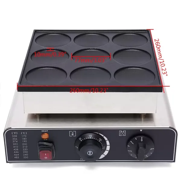 Elektrische crêpemaker Commerciële crêpemaker voor 9 Dorayaki, pannenkoeken (3,03 x 3,03 x 0,39 inch) Elektrische crêpemaker Commerciële crêpemaker voor 9 Dorayaki, pannenkoeken (3,03 x 3,03 x 0,39 inch)