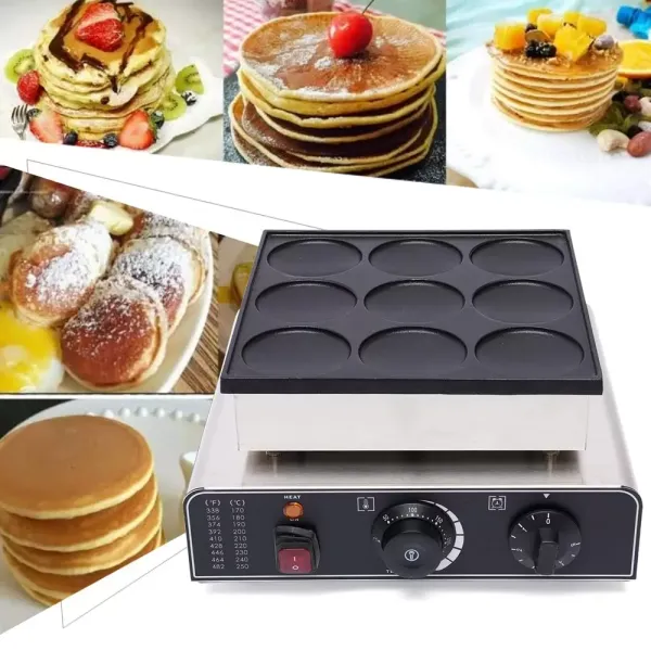Elektrische crêpemaker Commerciële crêpemaker voor 9 Dorayaki, pannenkoeken (3,03 x 3,03 x 0,39 inch)
