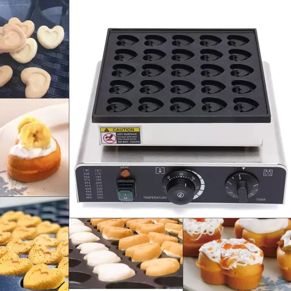 Professioneel RVS wafelijzer - 0,85 kW - met antiaanbaklaag - 25 stuks - Mini elektrische crêpemaker