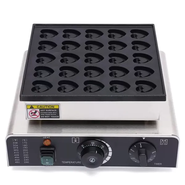 Professioneel RVS wafelijzer - 0,85 kW - met antiaanbaklaag - 25 stuks - Mini elektrische crêpemaker