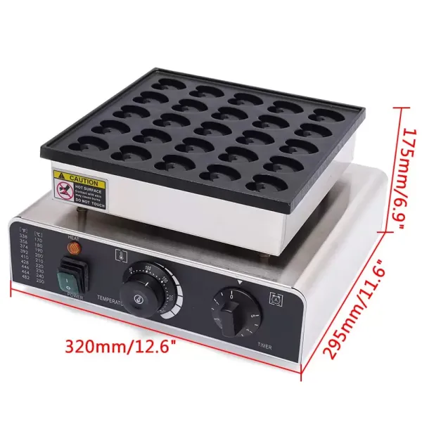 Professioneel RVS wafelijzer - 0,85 kW - met antiaanbaklaag - 25 stuks - Mini elektrische crêpemaker