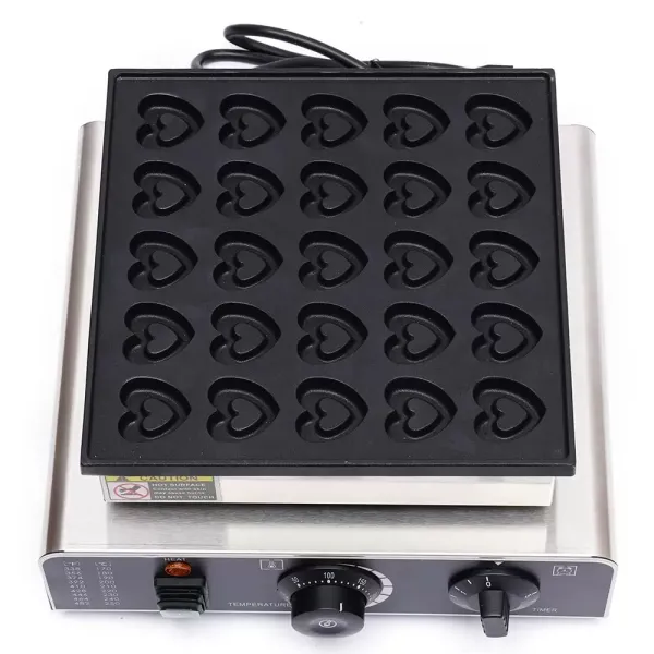 Professioneel RVS wafelijzer - 0,85 kW - met antiaanbaklaag - 25 stuks - Mini elektrische crêpemaker Professioneel RVS wafelijzer - 0,85 kW - met antiaanbaklaag - 25 stuks - Mini elektrische crêpemaker