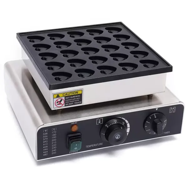 Professioneel RVS wafelijzer - 0,85 kW - met antiaanbaklaag - 25 stuks - Mini elektrische crêpemaker Professioneel RVS wafelijzer - 0,85 kW - met antiaanbaklaag - 25 stuks - Mini elektrische crêpemaker