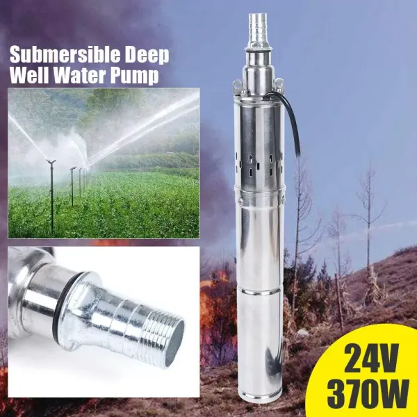 Zonne-waterpomp DC 24V 370W Dompelbare roestvrijstalen bronpomp 1,8 m³/H MAX 65m Dompelbare zonne-diepe put Zonne-waterpomp DC 24V 370W Dompelbare roestvrijstalen bronpomp 1,8 m³/H MAX 65m Dompelbare zonne-diepe put