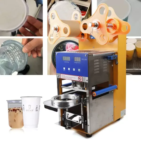 Handmatige bekersluitmachine - Sluitmachine - 600 kopjes/u - Met teller voor het sluiten van dranken - melkthee - ijs - hete koffie