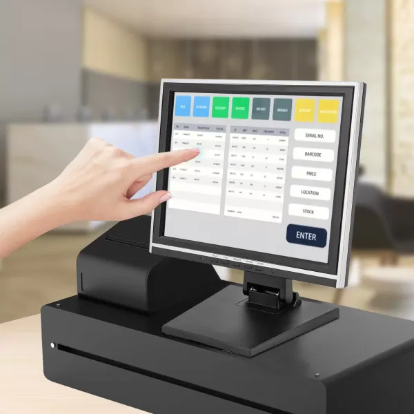 Touchscreen met ondersteuning voor PC POS kassasysteem 15 "1024*768 LCD-scherm Kassier Restaurant Bar Café Winkel