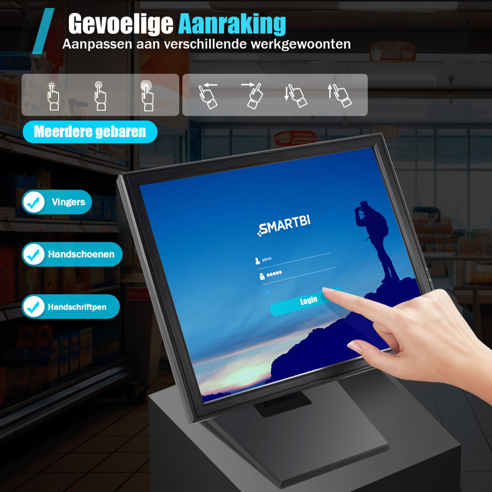 17" touchscreen - Ultra HD - 1280 x 1024 - LED-display met verkooppunten