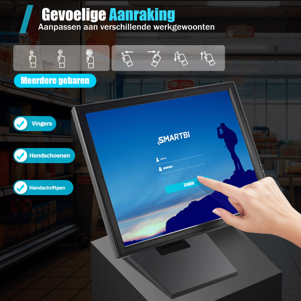 17" touchscreen - Ultra HD - 1280 x 1024 - LED-display met verkooppunten