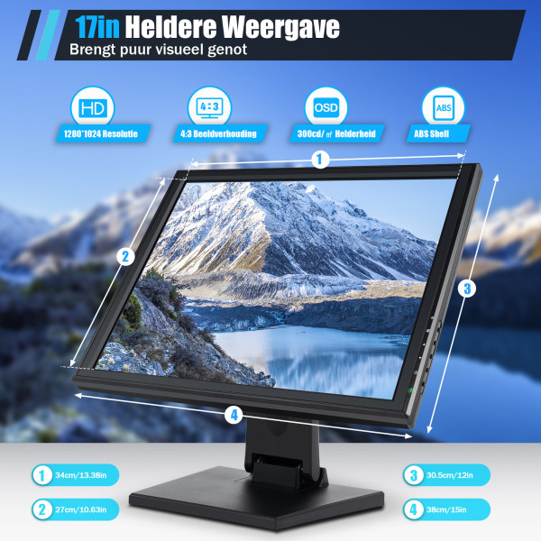 17" touchscreen - Ultra HD - 1280 x 1024 - LED-display met verkooppunten