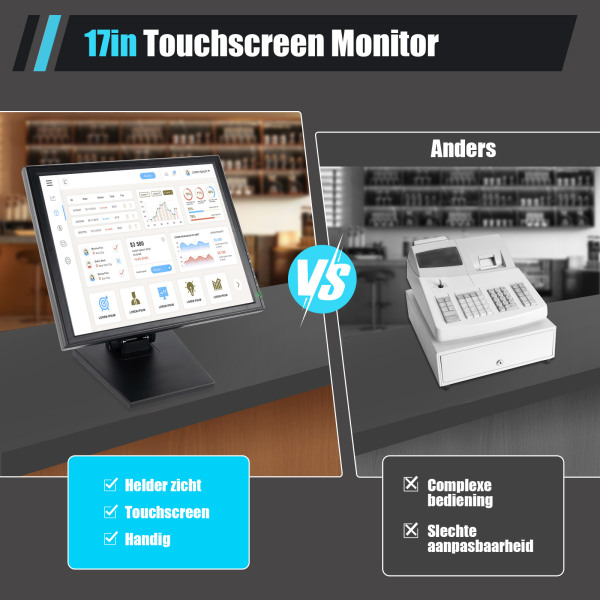 17" touchscreen - Ultra HD - 1280 x 1024 - LED-display met verkooppunten