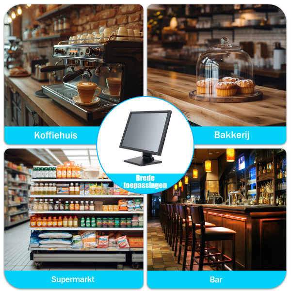 17" touchscreen - Ultra HD - 1280 x 1024 - LED-display met verkooppunten 17" touchscreen - Ultra HD - 1280 x 1024 - LED-display met verkooppunten