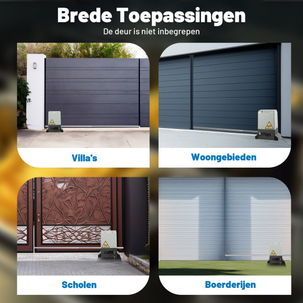 Gemotoriseerde schuifdeuraandrijving - 600kg - met 2 afstandsbedieningen 220V (370W)