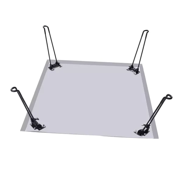 Vuurplaatsafdekking 30" x 30" x 13" roestvrij staal 1,5 mm dik deksel met opvouwbare poten en draaggreep