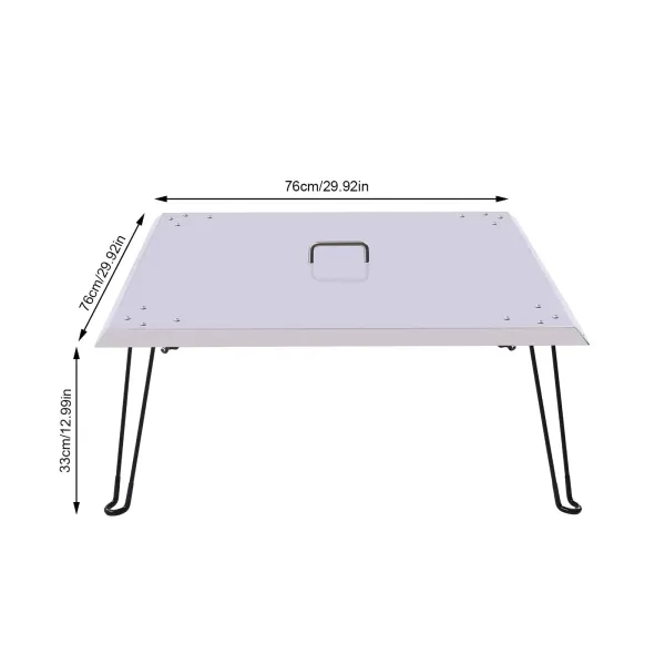 Vuurplaatsafdekking 30" x 30" x 13" roestvrij staal 1,5 mm dik deksel met opvouwbare poten en draaggreep Vuurplaatsafdekking 30" x 30" x 13" roestvrij staal 1,5 mm dik deksel met opvouwbare poten en draaggreep