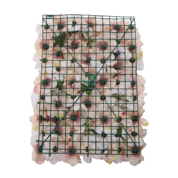Bloemenwandpaneel Bloemenachtergrond - 6-delig geelroze bloemenwanddecoratie, 24" x 16" zijden rozenmuur, kunstmatige bloemenmuur achtergrondpaneel