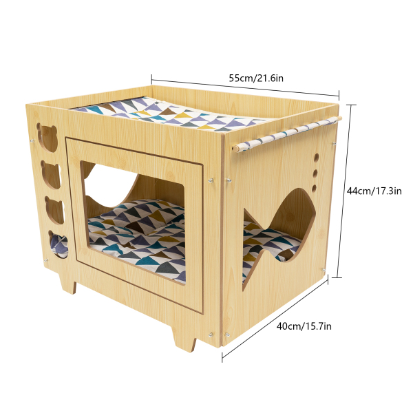 21,6*15,7*17,3in Kattenhuis, Huisdierenhuis voor Katten, Huisdierennest voor Vier Seizoenen - Bear Model