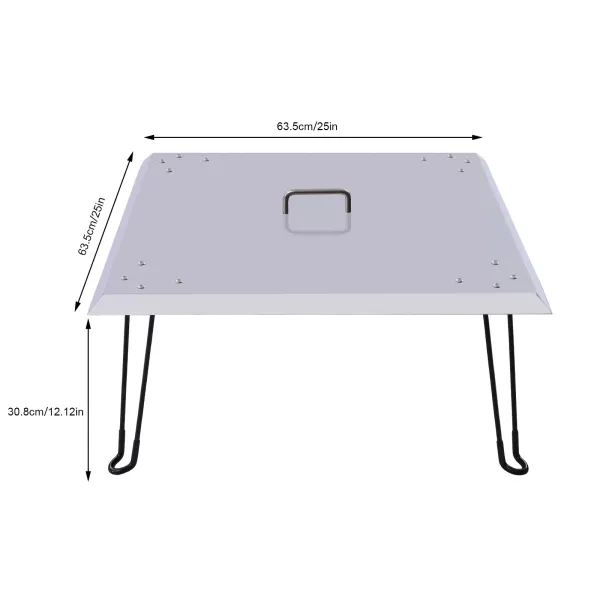 Hitteschild voor buitenvuurplaats, hitte naar beneden en naar buiten, roestvrij staal, met handvat Hitteschild voor buitenvuurplaats, hitte naar beneden en naar buiten, roestvrij staal, met handvat