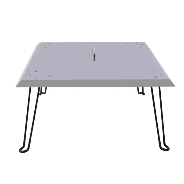 Vuurplaatsafdekking RVS BBQ-terras Vuurplaatsafdekking Vierkante metalen vuurplaatsafdekking met opvouwbare poten
