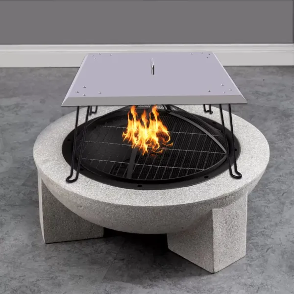Vuurplaatsafdekking RVS BBQ-terras Vuurplaatsafdekking Vierkante metalen vuurplaatsafdekking met opvouwbare poten