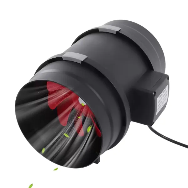 Inline-afzuigventilator met actief koolfilter voor plantententen kas 8"