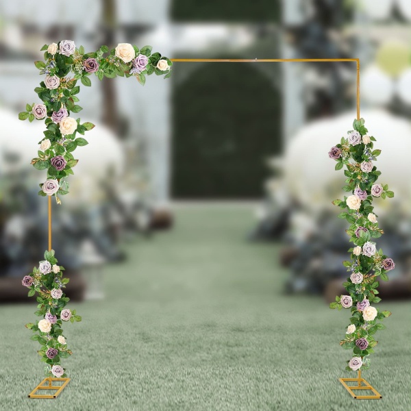 Bruiloftsboog voor deur, smeedijzeren achtergrond, decoratieve rekwisieten, 3x3m vierkante bloemboog, boogstandaard, voor tuin, goud