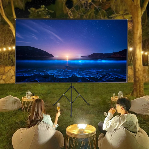 Projectiescherm met statief, draagbaar projectiescherm, 80 inch, 16:9, 4K HD-projectiescherm