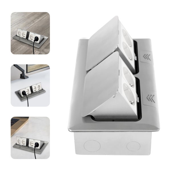 CNCEST ingebedde stopcontacten, 4 stopcontacten, schaalbare stopcontacten Vloercontactdozen CNCEST ingebedde stopcontacten, 4 stopcontacten, schaalbare stopcontacten Vloercontactdozen
