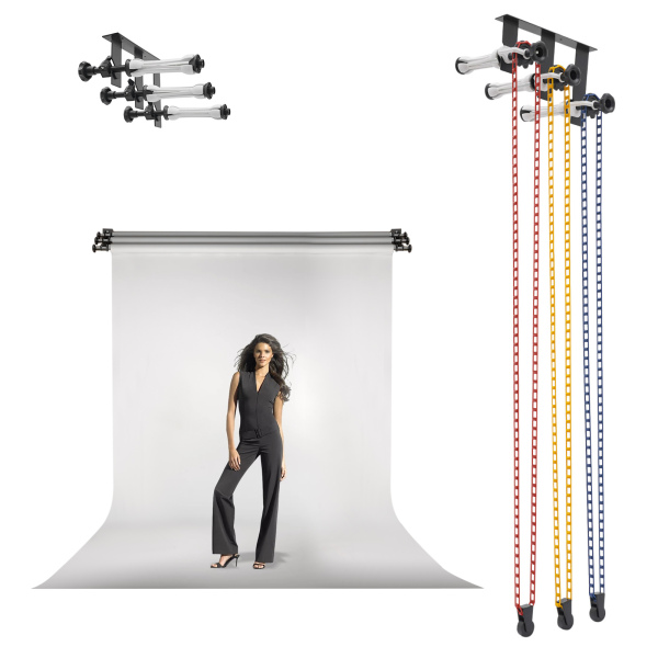 3-Roller Handmatige Achtergrond Ondersteuningsapparaat, Muurbevestiging Achtergrond Elevatie Apparaat, Handmatige Fotografie Achtergrond Lifter
