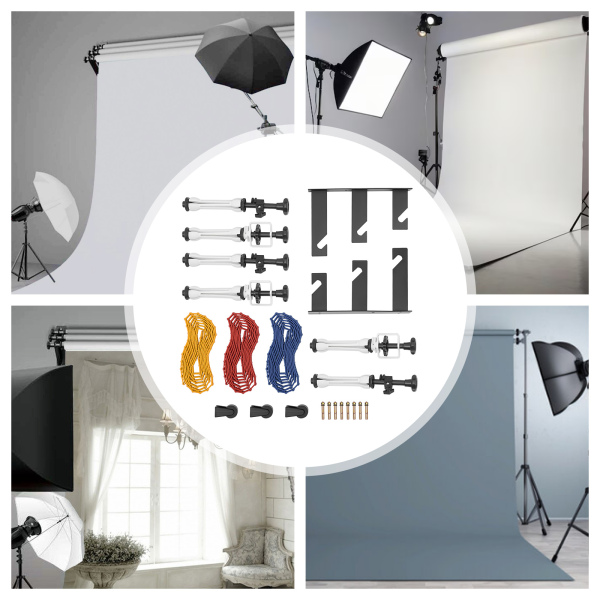 3-Roller Handmatige Achtergrond Ondersteuningsapparaat, Muurbevestiging Achtergrond Elevatie Apparaat, Handmatige Fotografie Achtergrond Lifter