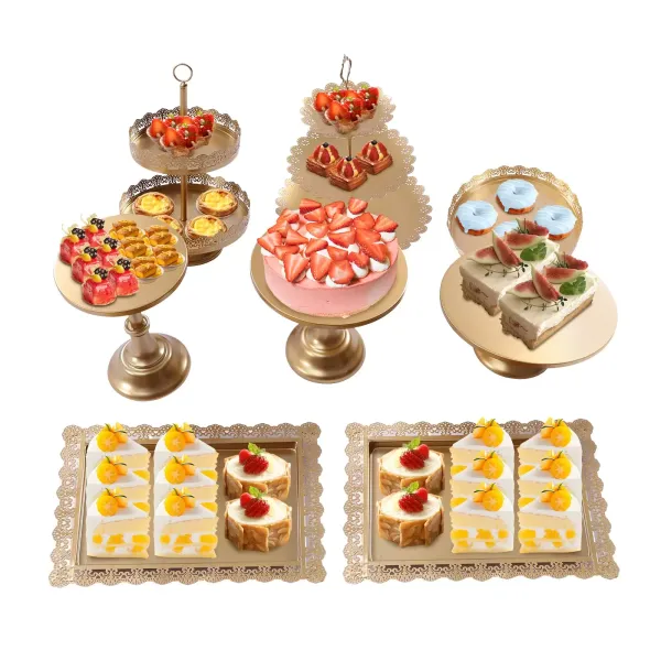 Set van 8 gouden taartstandaards voor dessert- en bruiloftsfeestdecoratie