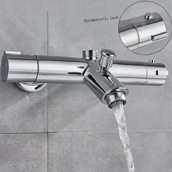 Thermostatisch douchesysteem met straal- en handdouche - Compleet in hoogte verstelbaar douchesysteem - Roestvrij staal Thermostatisch douchesysteem met straal- en handdouche - Compleet in hoogte verstelbaar douchesysteem - Roestvrij staal