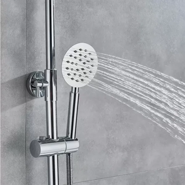 Thermostatisch douchesysteem met straal- en handdouche - Compleet in hoogte verstelbaar douchesysteem - Roestvrij staal