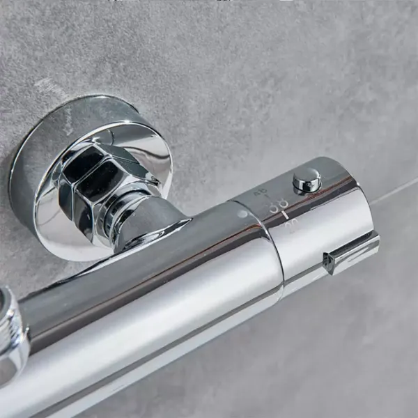 Thermostatisch douchesysteem met straal- en handdouche - Compleet in hoogte verstelbaar douchesysteem - Roestvrij staal Thermostatisch douchesysteem met straal- en handdouche - Compleet in hoogte verstelbaar douchesysteem - Roestvrij staal