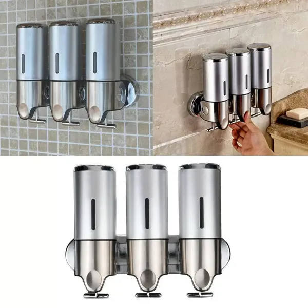 3-pack wandgemonteerde zeepdispenser, 500 ml zeepdispenser voor badkamer, keuken, kantoor, school, hotel