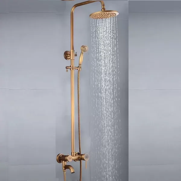 Retro messing doucheset - bronzen douchesysteem