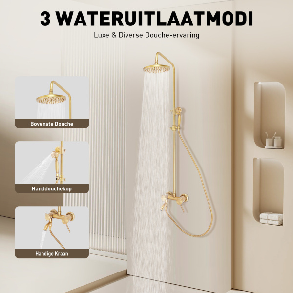 Retro messing doucheset - bronzen douchesysteem