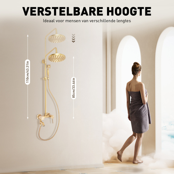Retro messing doucheset - bronzen douchesysteem