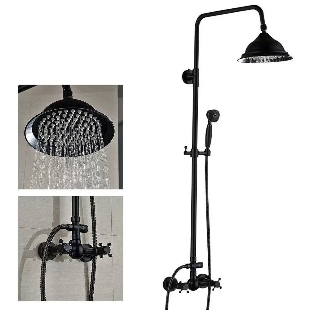 8" retro douchezuil - Met douchekop - Hoogte verstelbaar van 80 tot 120 cm