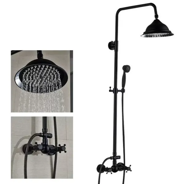 8" retro douchezuil - Met douchekop - Hoogte verstelbaar van 80 tot 120 cm