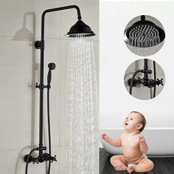 8" retro douchezuil - Met douchekop - Hoogte verstelbaar van 80 tot 120 cm 8" retro douchezuil - Met douchekop - Hoogte verstelbaar van 80 tot 120 cm