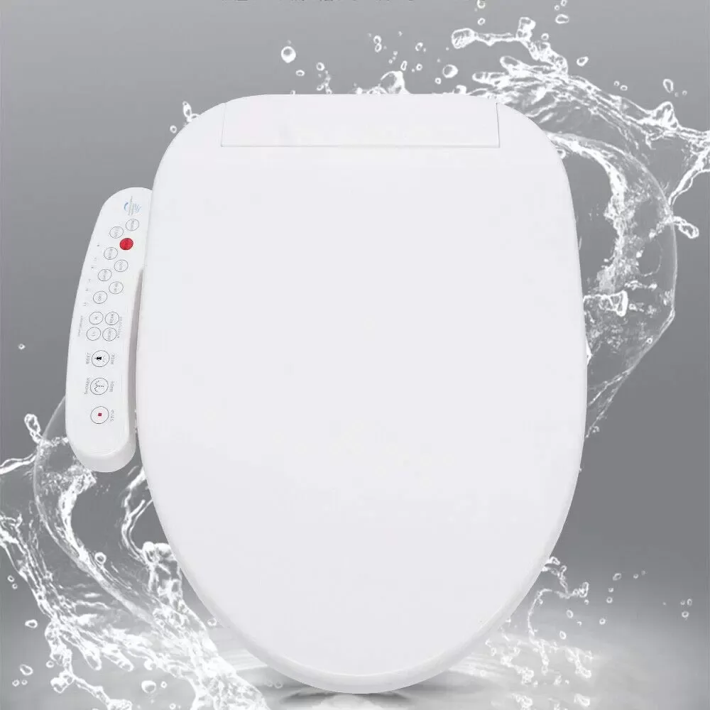 Elektrische bidetzitting Smart toiletdeksel met mondstuk Verwarmde zitting Bidetopzetstuk Toiletzitting Wit