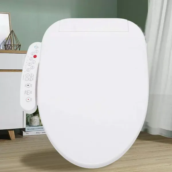 Elektrische bidetzitting Smart toiletdeksel met mondstuk Verwarmde zitting Bidetopzetstuk Toiletzitting Wit